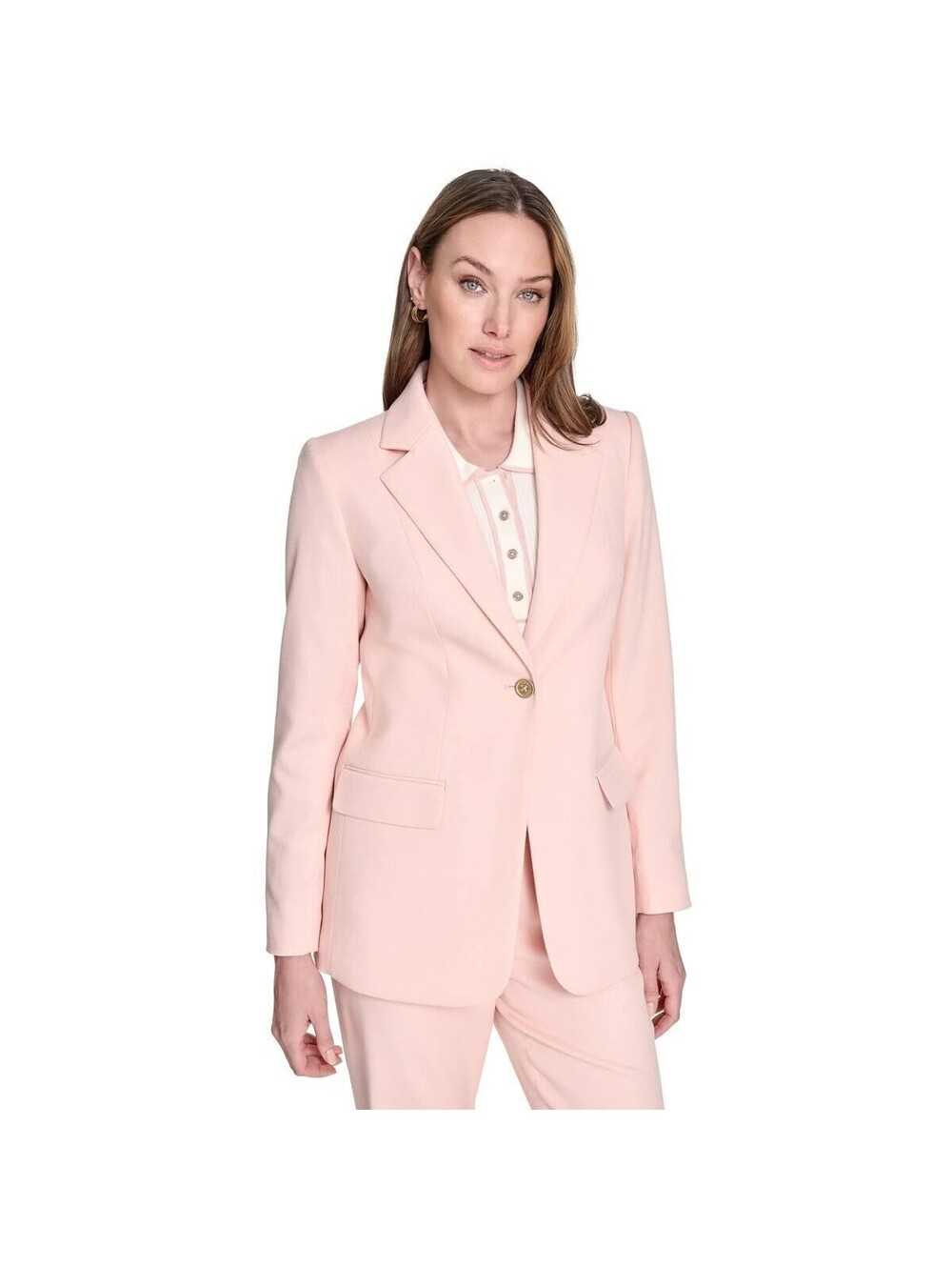 Tommy Hilfiger Womens Notched Collar One-But Evening Sand 12
